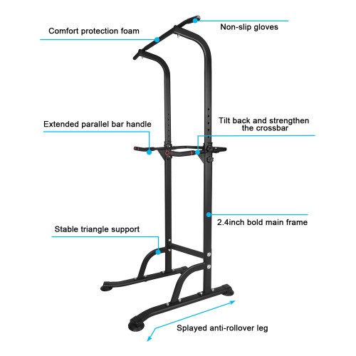 Power Tower Dip Station with Bench Pull Up Bar Stand Adjustable Height
