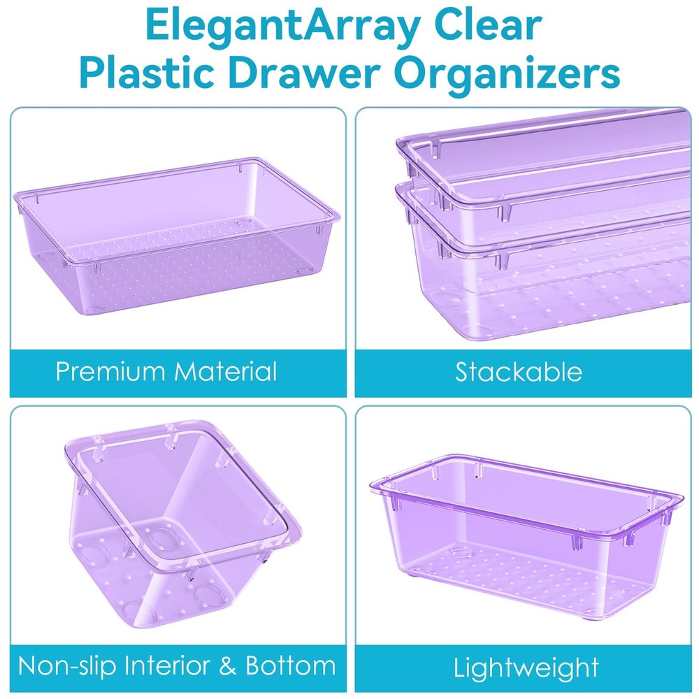 12Piece Drawer Organizer Set Versatile Plastic Storage for Makeup, Gadgets,
