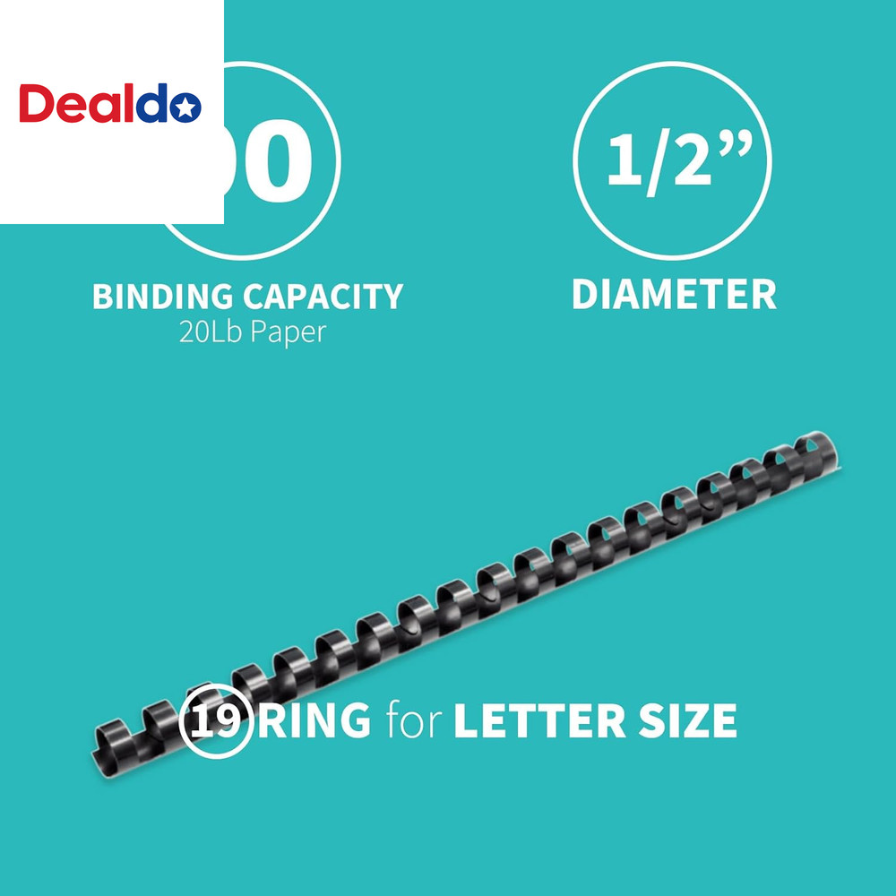 100 Pack Plastic Binding Comb Spines, 1/2 Inch Diameter, 90 Sheet Capacity, for