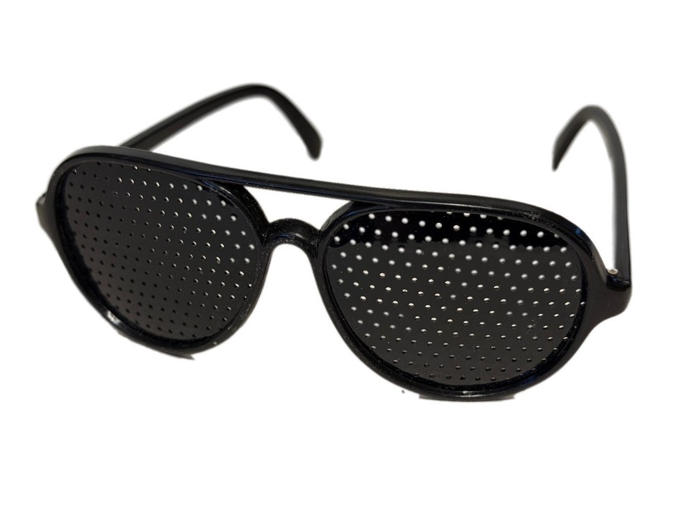 Pinhole Glasses Black Plastic Vision Exercise Eyewear Aviator Style