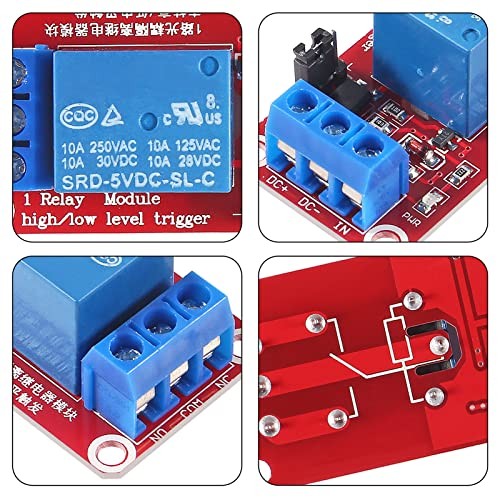 2PCS DC Relay Module 1 Channel Relay Switch with Optocoupler Isolation High 5V