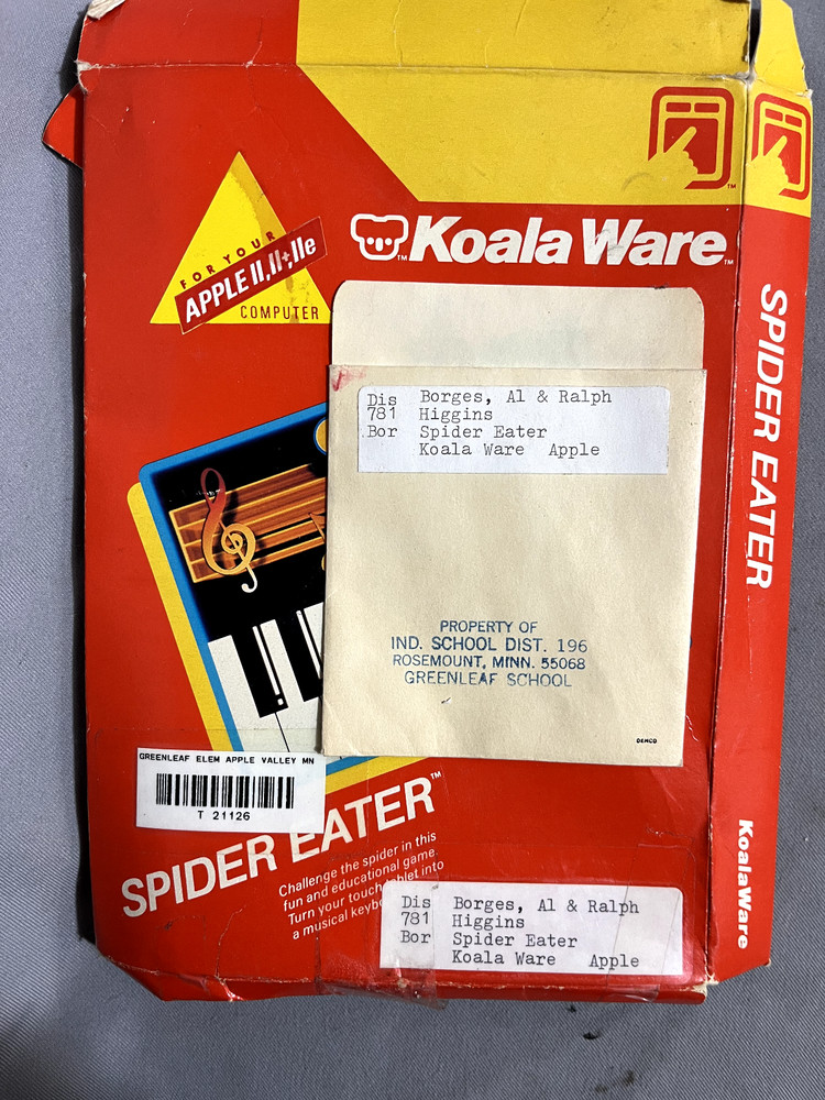 Untested Spider Eater Music disk Apple 2/2+/2E Educational Koala Ware w/Pad