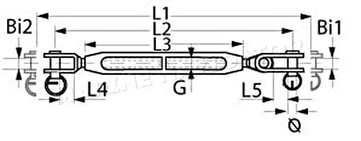 Turnbuckle bronze 1-4"fork-toggle bolt 635mm