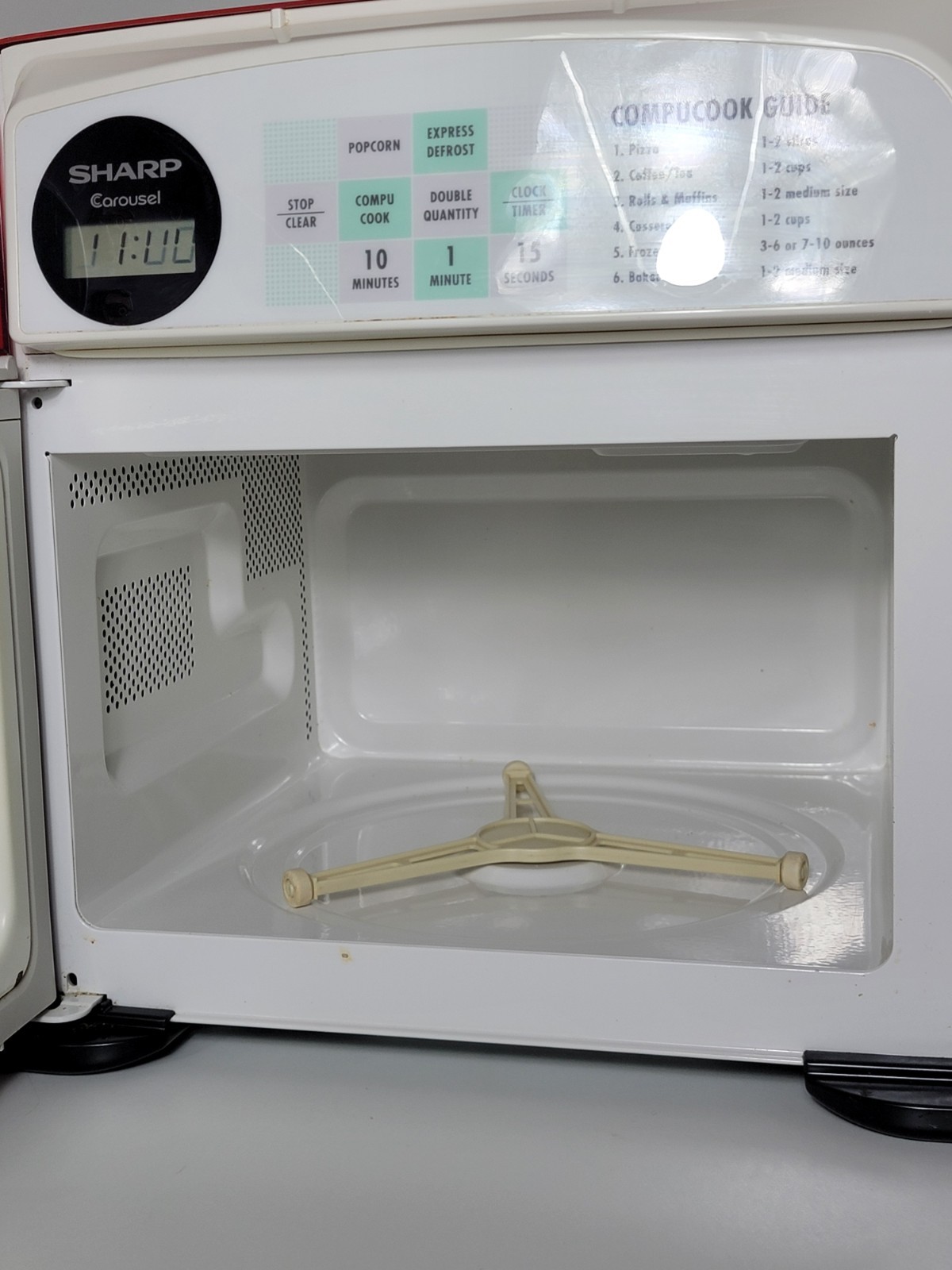 Vintage Sharp Half Pint Carousel Microwave Clear Red Model R-120DS - Please Read