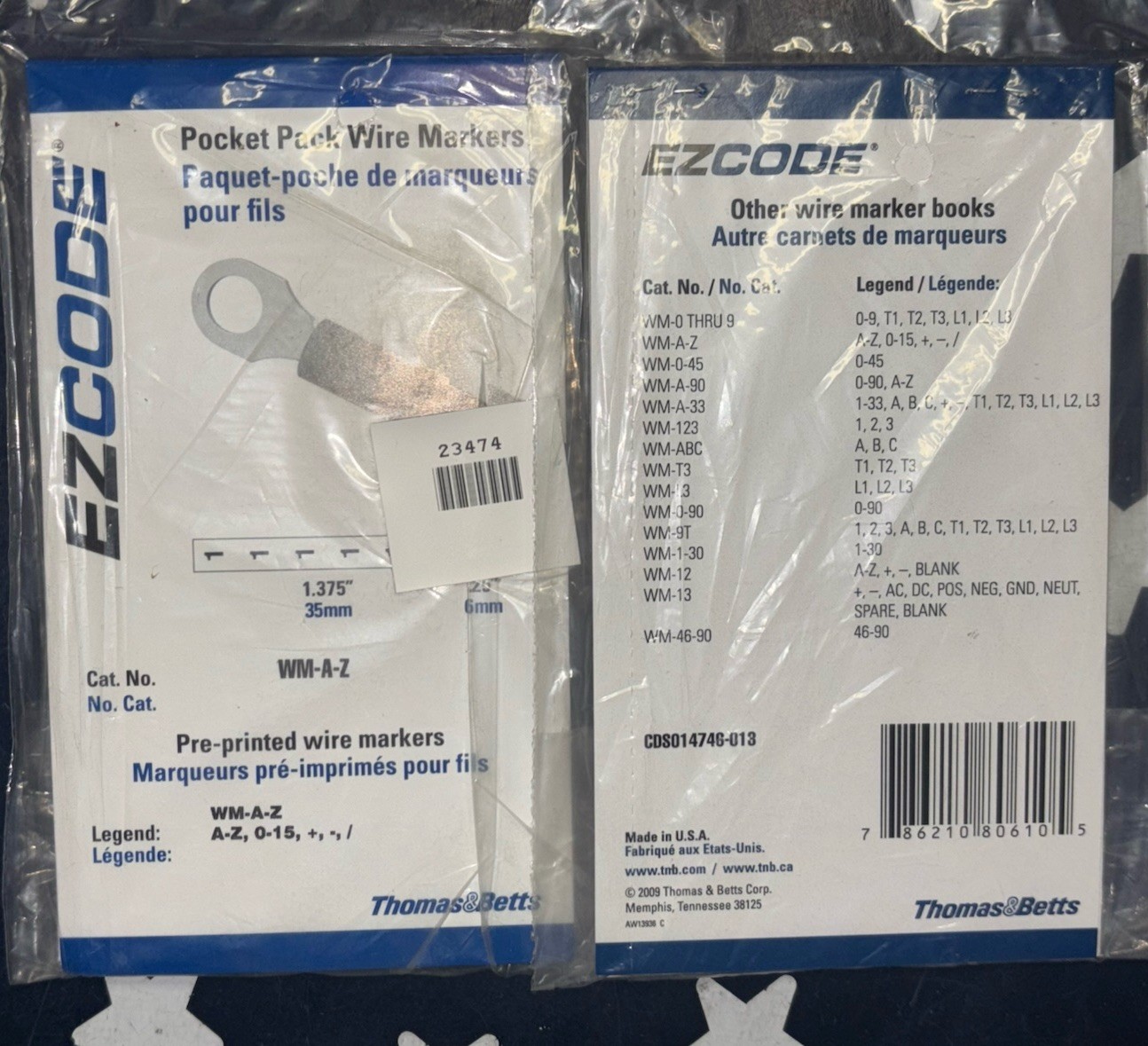 Two T&B WM-A-Z Preprinted Wire Marker Book #A-Z 0-15 10 Page Book TWO BOOKS