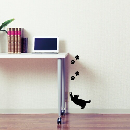 Cat Wall Sticker 01 (Monochrome) [With White Border]