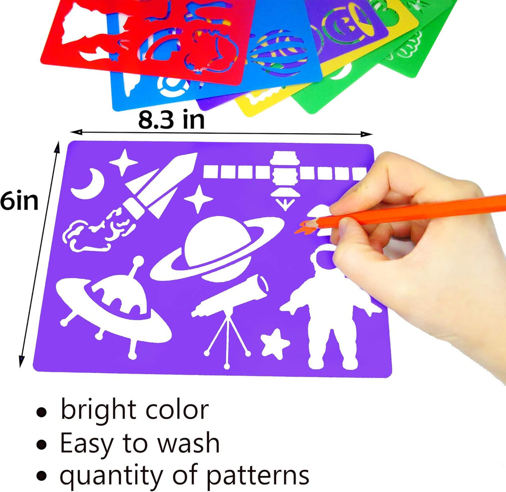 Kids Drawing Stencils Set, 20 Pcs Plastic Stencil Kit 300+ Patterns Drawing Temp