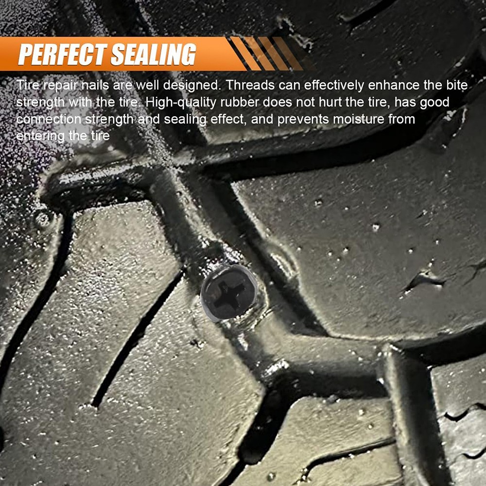 60PCS Tire Repair Screws Kit With Screwdriver 3 Sizes Rubber Plugs Flat Tires