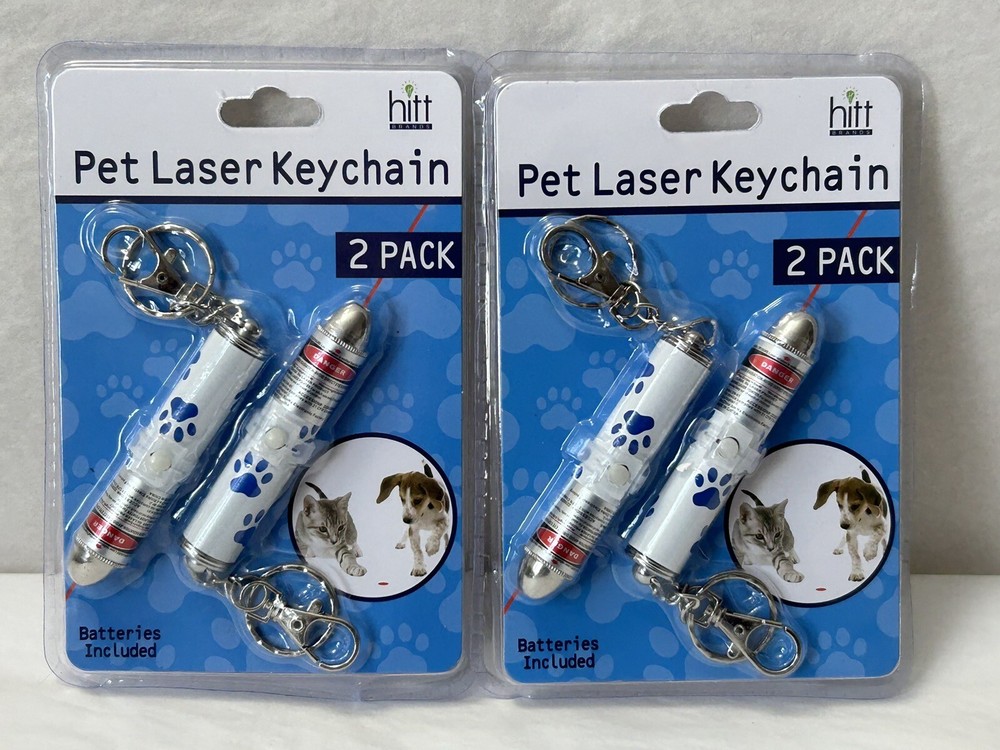 New Cat Laser Pointer Keychain Teaser Flashlight Dog Pet Light 4-PACK