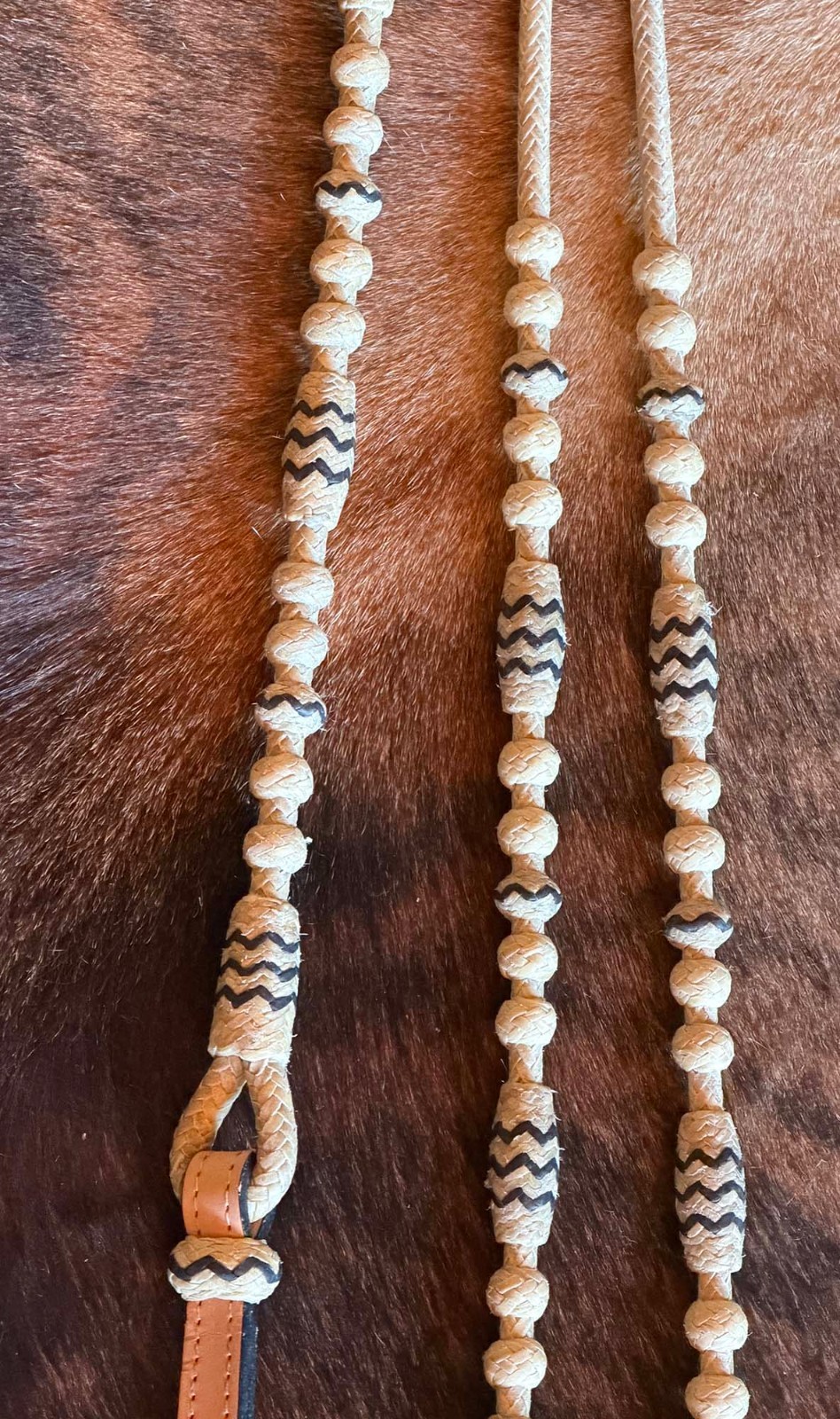 COWBOY Vaquero New RAWHIDE ROMAL REINS w/Black Accents By Steve Guitron