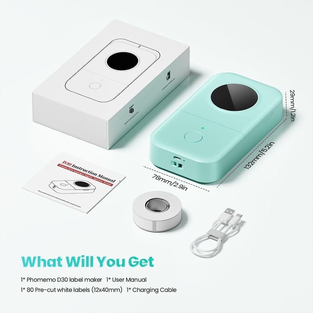 D30 Bluetooth Label Maker, Mini Portable Label Printer with Tape