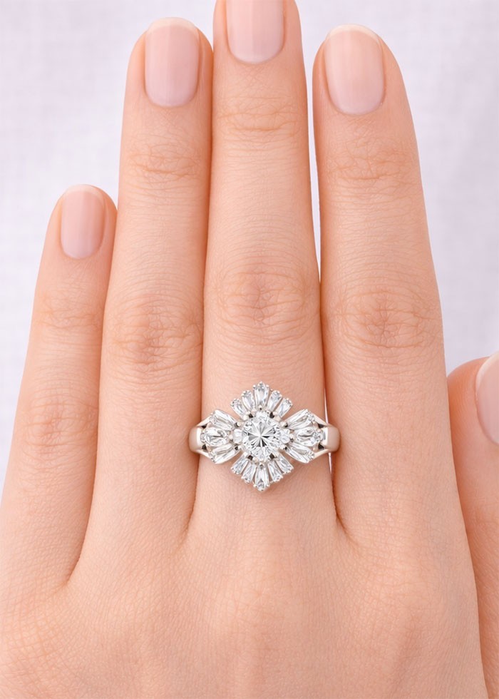 LAB CREATED 2.45 Cts WHITE SAPPHIRE RING SOLID .925 SILVER - New With Tag
