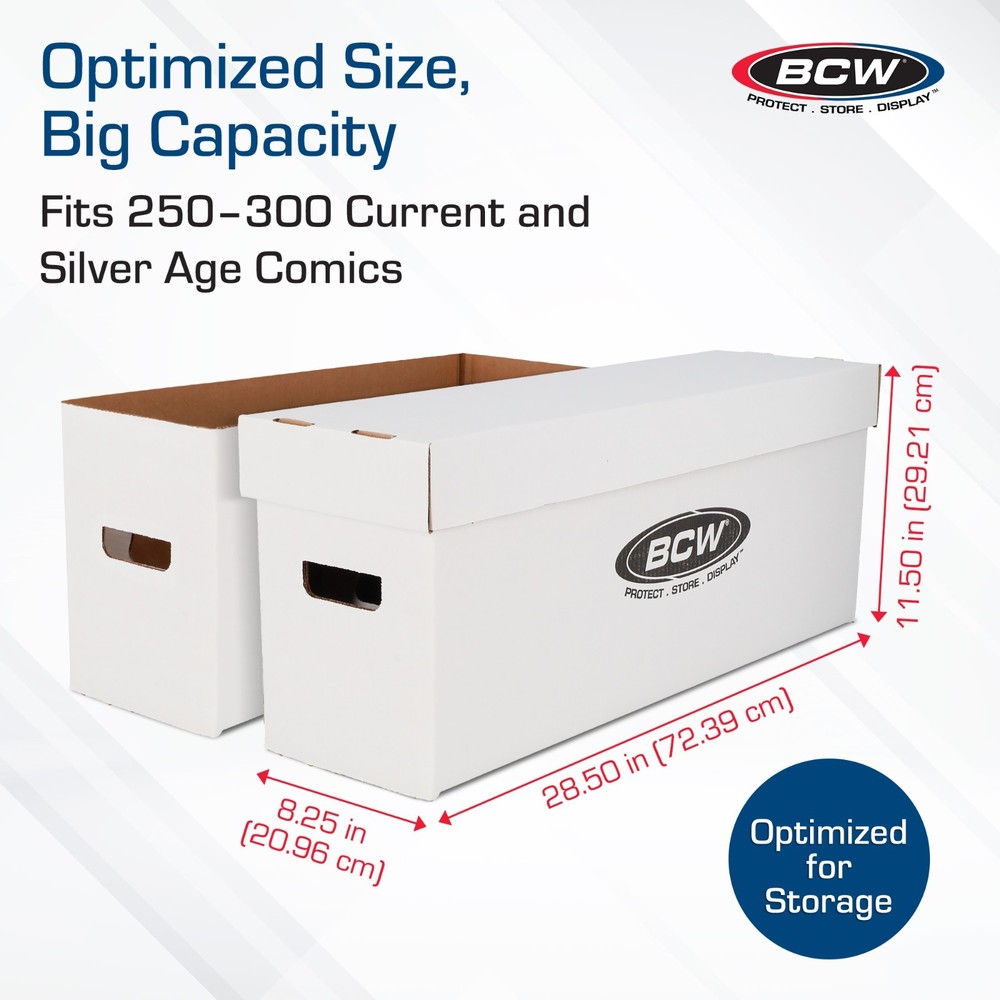 5 Long Comic Book Cardboard Storage Boxes Hold 250-300 Current /Silver + Divider