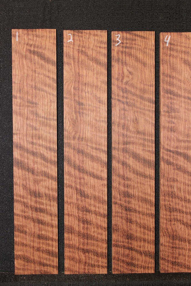 Curly figured bubinga ukulele fingerboard blanks, sold individually.