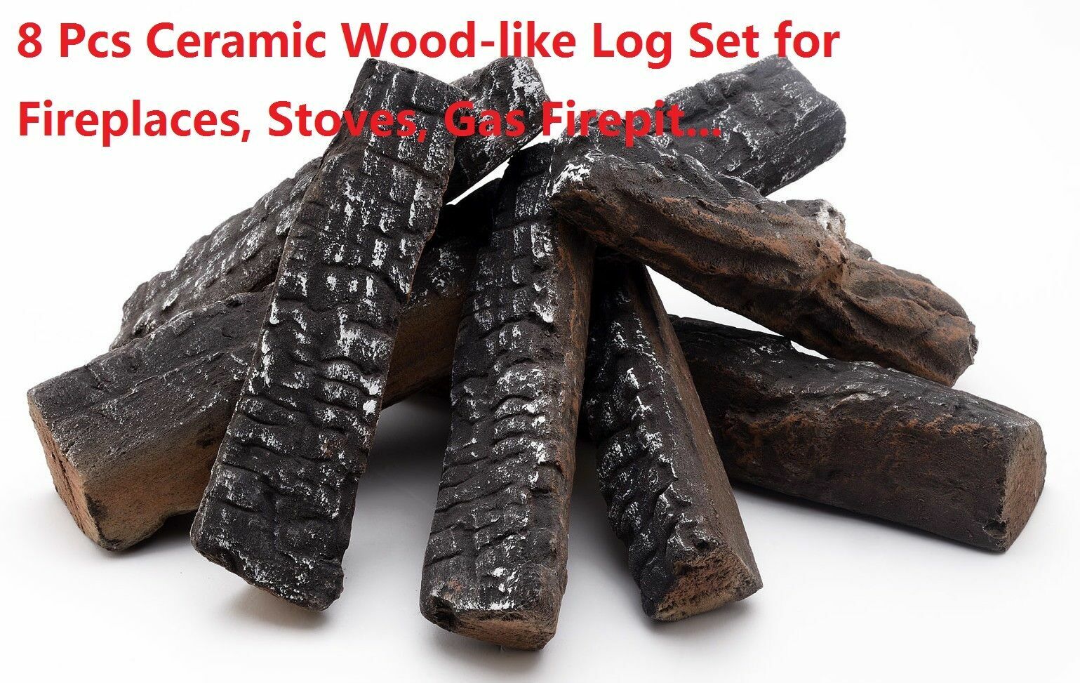 4 5 8 9 10 Pcs Ceramic decorative Log for Gas Pronane firepit Fireplace, stoves