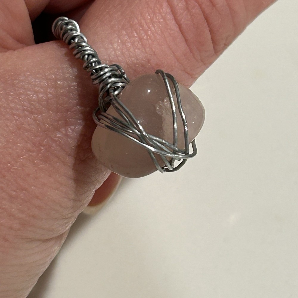 Wire Wrapped Ring With Pink Stone