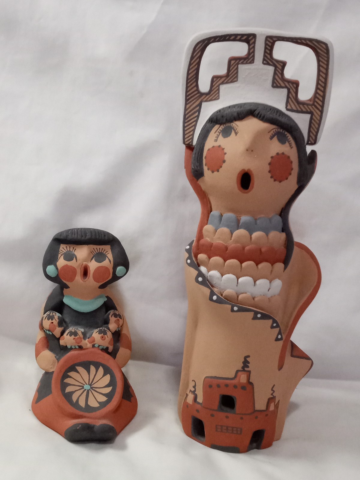Native American Jemez Pottery Storyteller Set, Emily Fragua Tsosie & Caroline Sa
