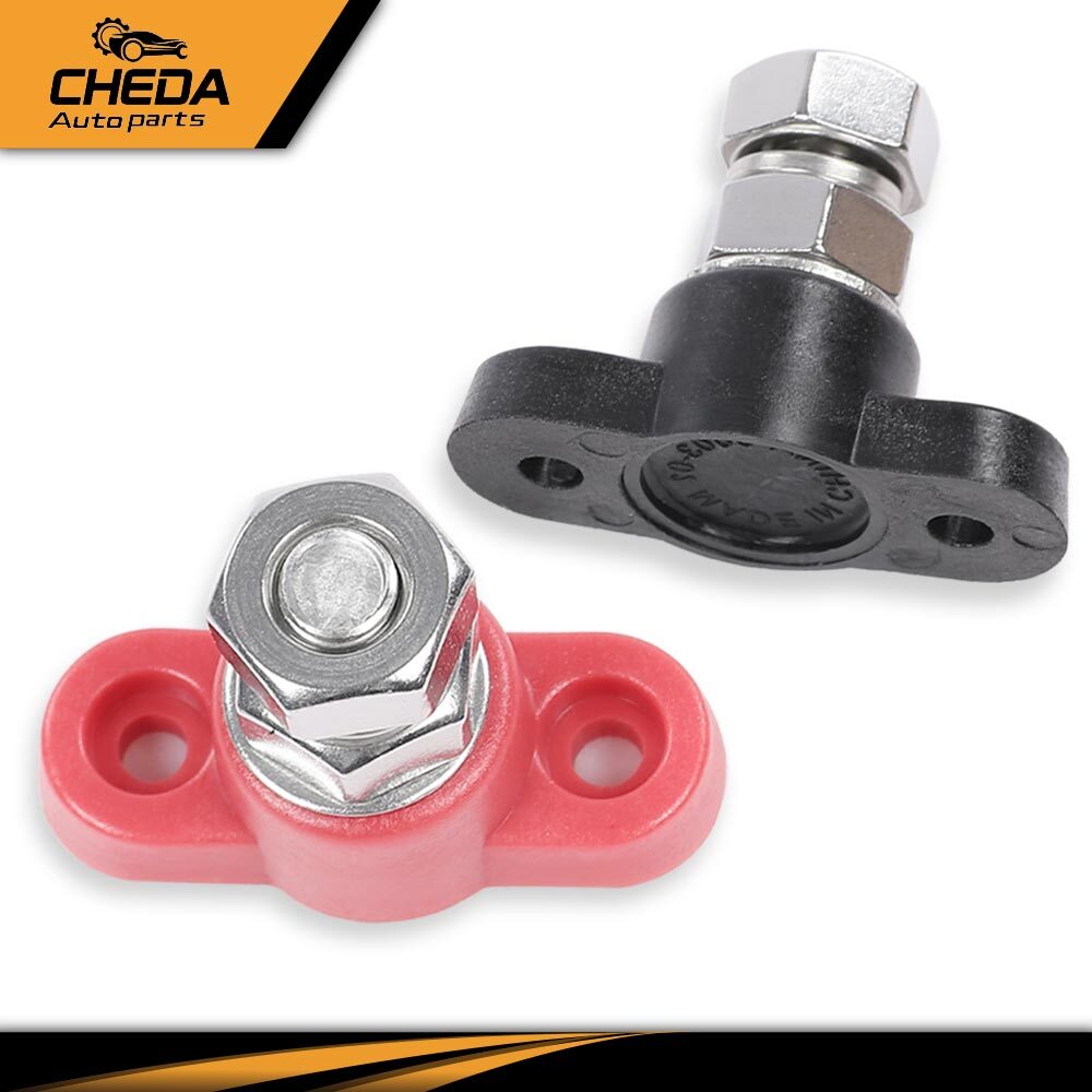 2Pcs Insulated Terminal Stud 3/8" Red & Black Junction Block Power Post Set