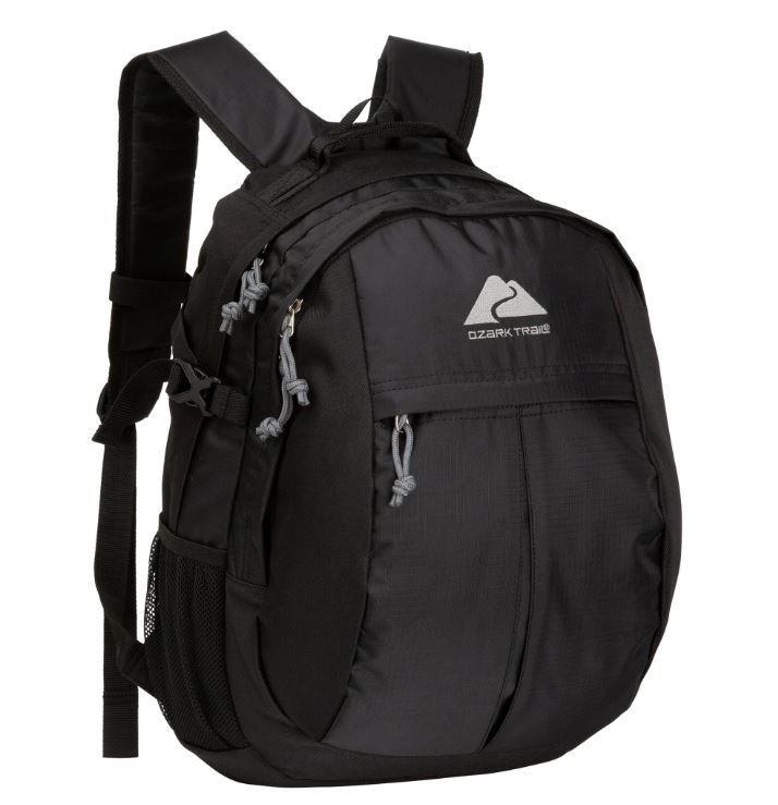 Ozark Trail Hiker Backpack 25 Liter, Black, Polyester, Adult, Teen