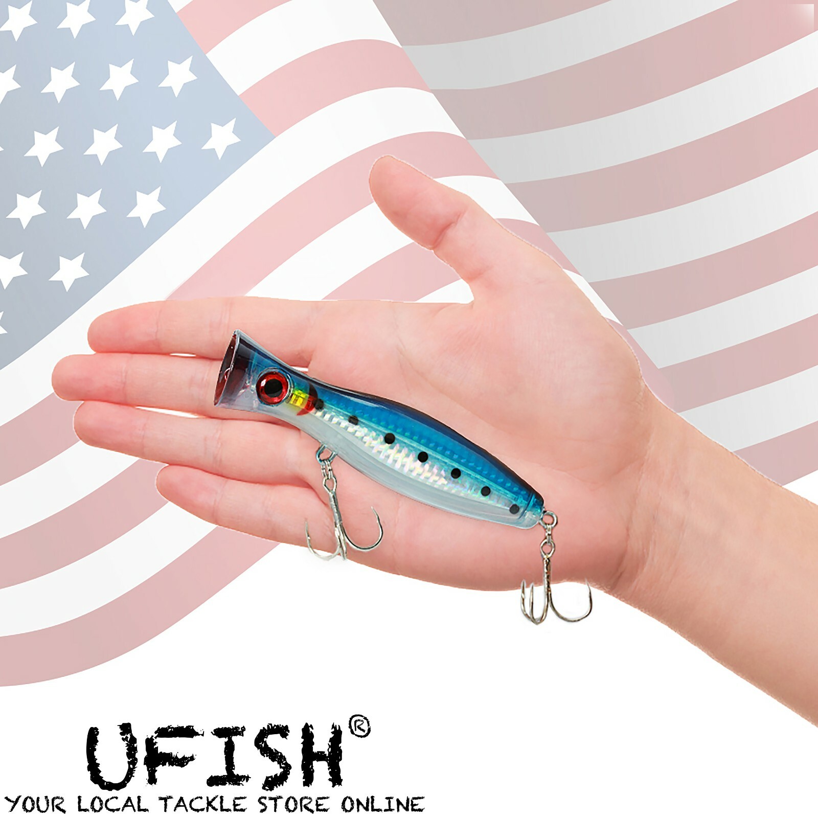 UFISH Popper Fishing Bass Lure Saltwater Top Water Lures Large Pike Musky 5 Inch