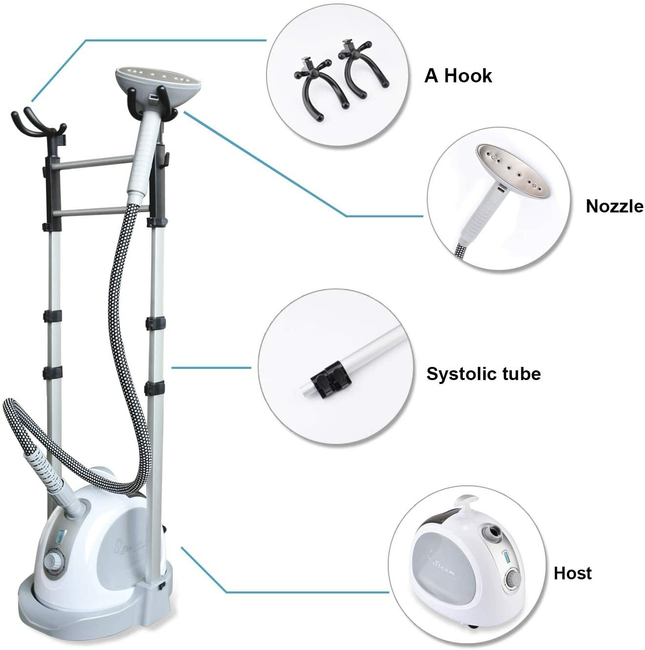 PowCube Garment Steamer,Standing Clothes Steamer with Clothes Hanger
