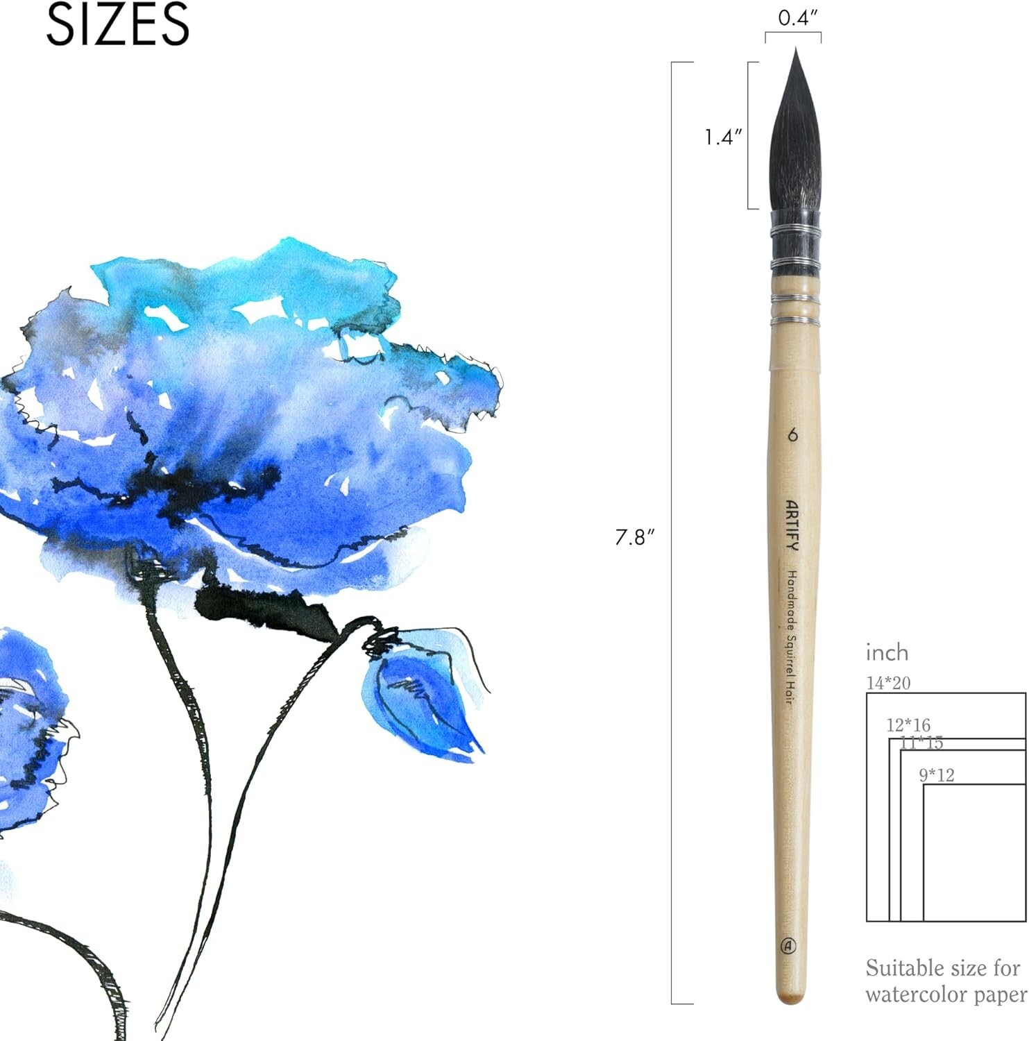 ARTIFY Professional Natural Squirrel Hair Quill Watercolor Brushes