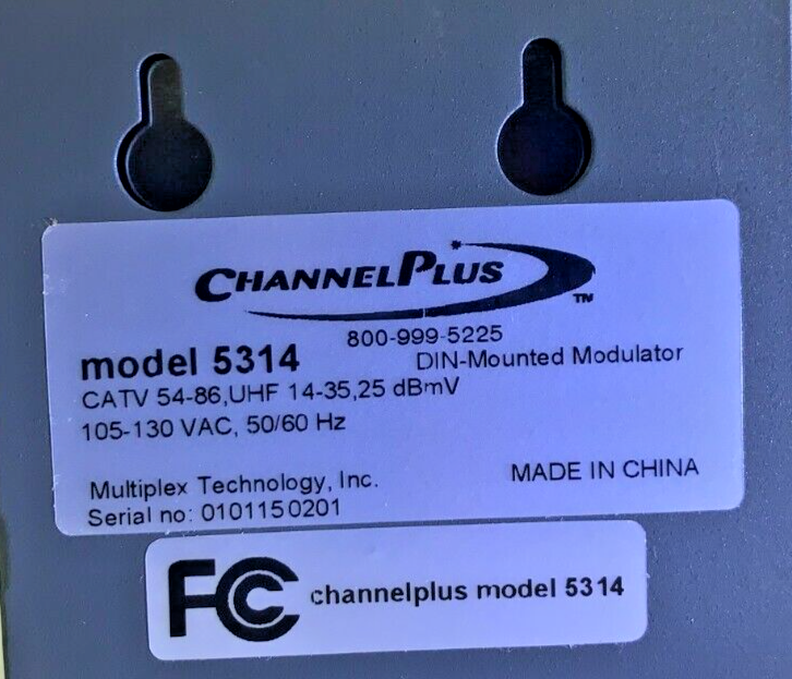 Multiplex Technology Channel plus 5314 DIN Rail Camera Modulator UHF Cable CATV