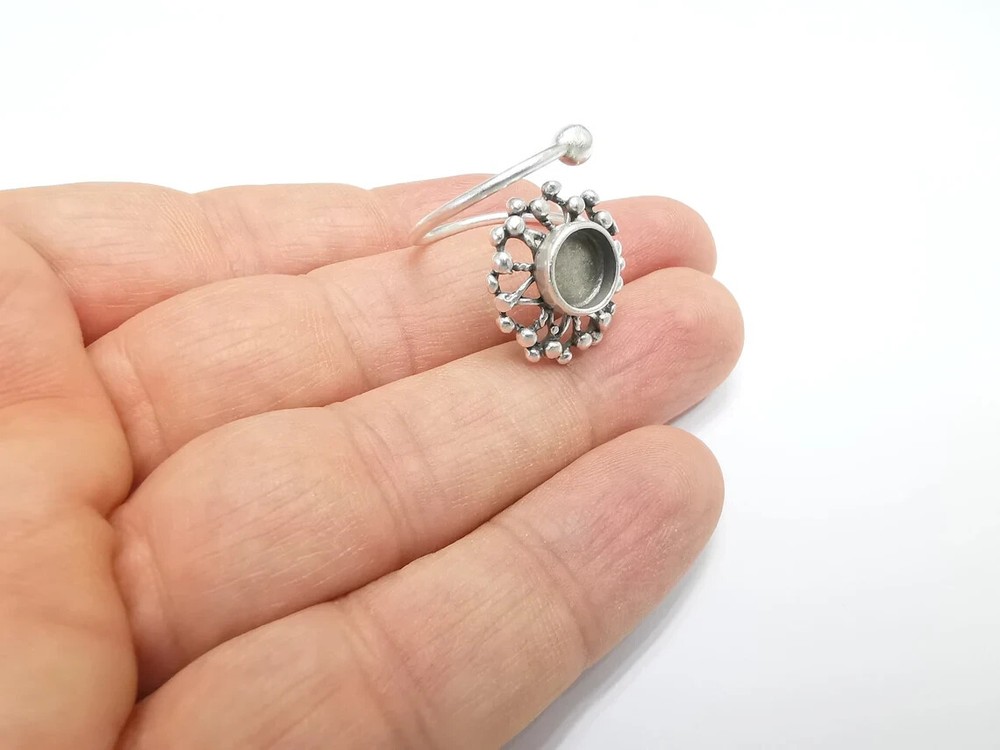 Flower, Sun Ring Setting Blank Cabochon Mounting Adjustable Resin Ring Base
