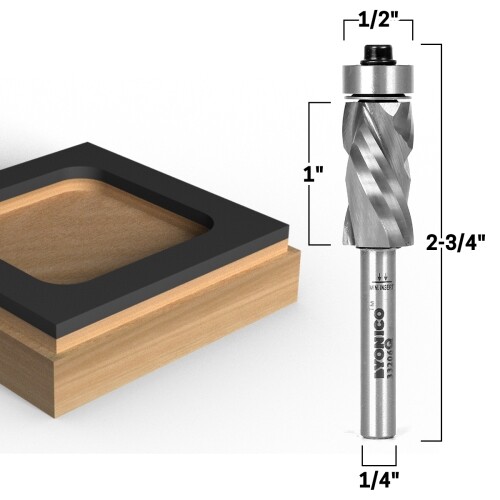 Bottom Bearing Compression Flush Trim Router Bit - 1/4" Shank - Yonico 33206q