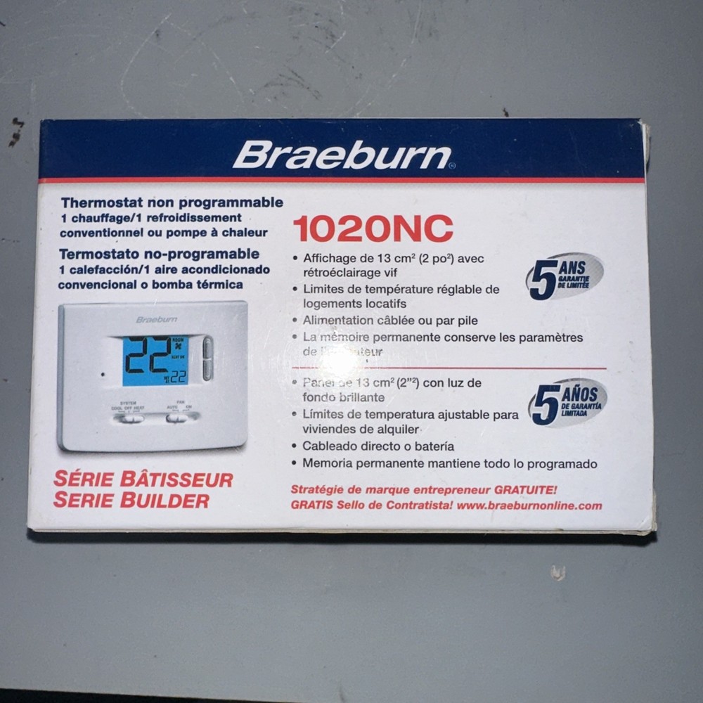 Braeburn 1020NC Non-Programmable Thermostat