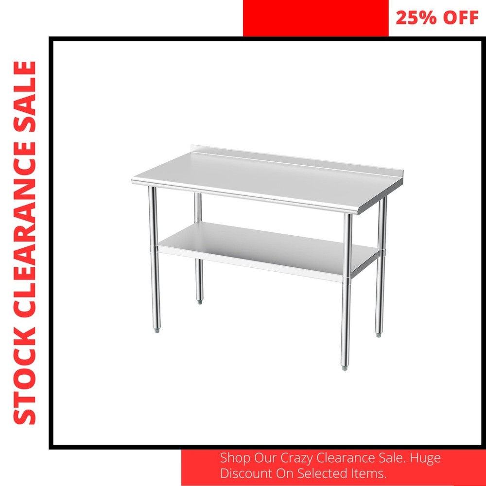 Derro 24x48 Stainless Prep Table NSF w/ Backsplash