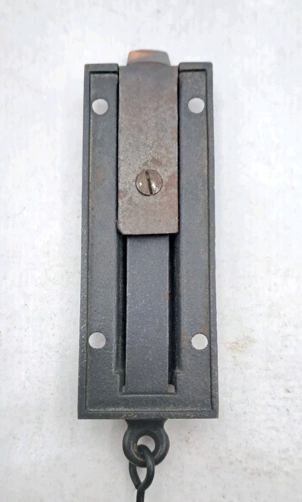Antique Spring Loaded Latch Chain Pull Japanned Surface Mount Door Hardware