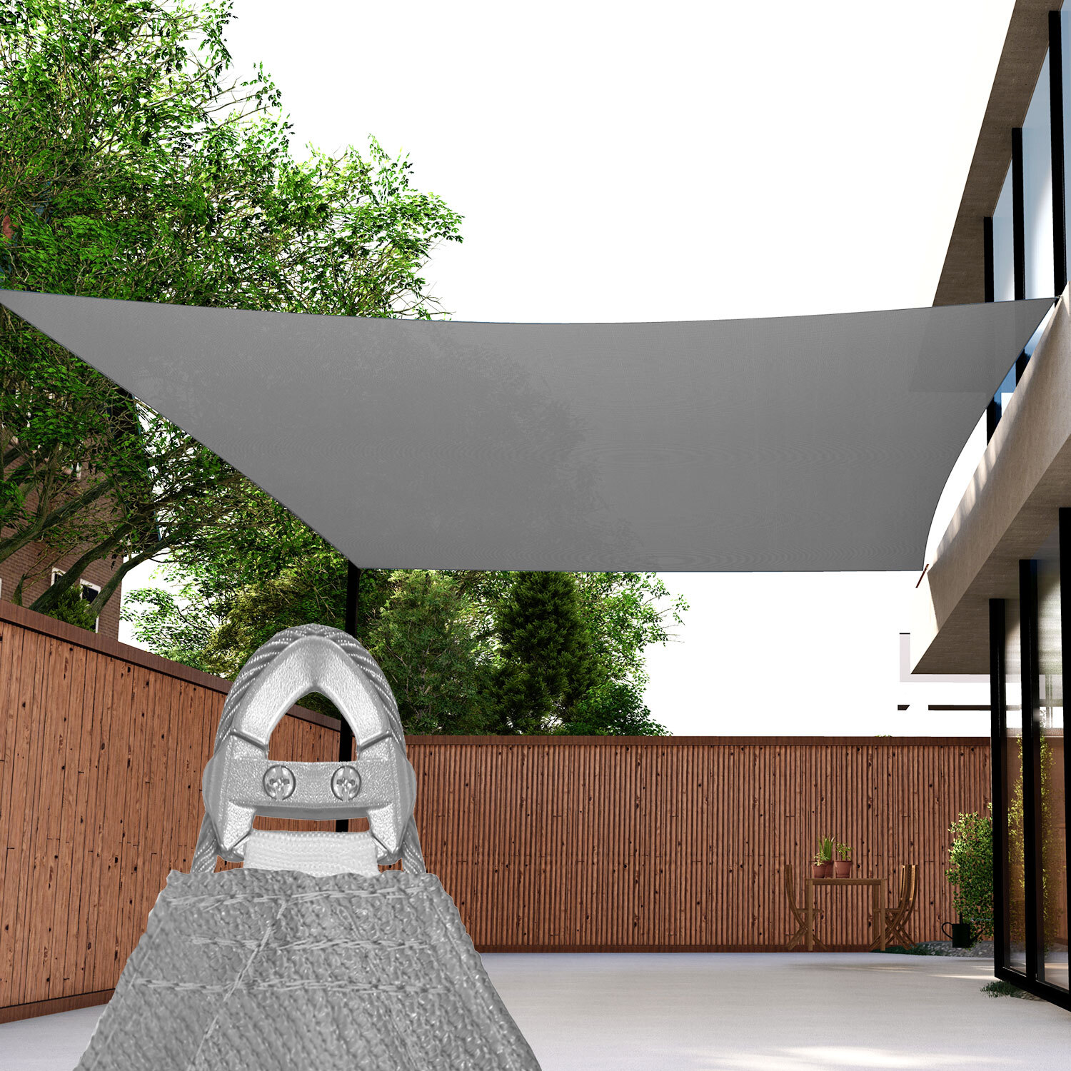 2-6 Ft Shade Sail w/ Steel Wire Rectangle Sun Canopy Pool Shelter Cover Gray