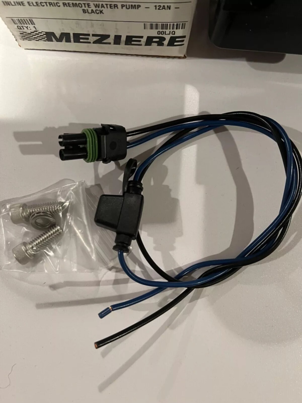 Meziere WP136S Inline Electric Water Coolant Pump black 12V 20 gpm, -12AN O-ring