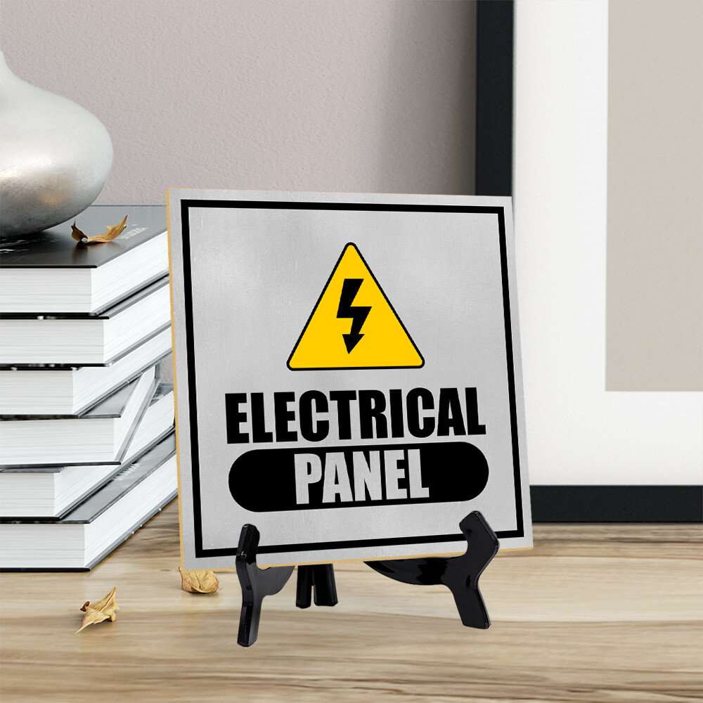 Electrical Panel 5"x 5" Square Table Sign With Acrylic Easel