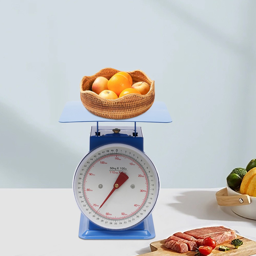 110LBS Heavy Duty Mechanical Kitchen Scale with Durable Iron Platform