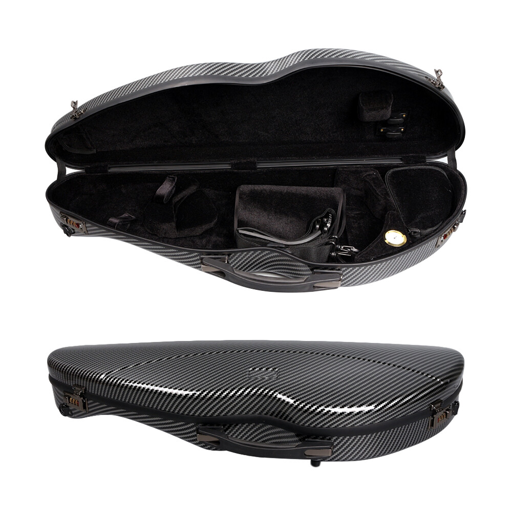 4/4 Violin Case Black Strong Carbon Fiber Violin Cases with Code Lock&Back Strap