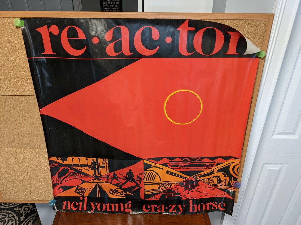 1976 Neil Young Reactor Reprise Promo Large In Store Poster Artwork Rare 36x39"
