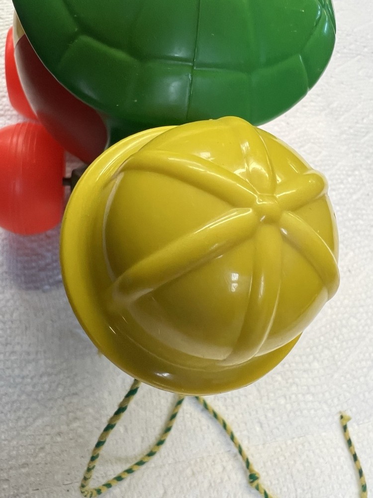 Kusan pull string toy vintage Turtle with a construction hat No 41 hard plastic