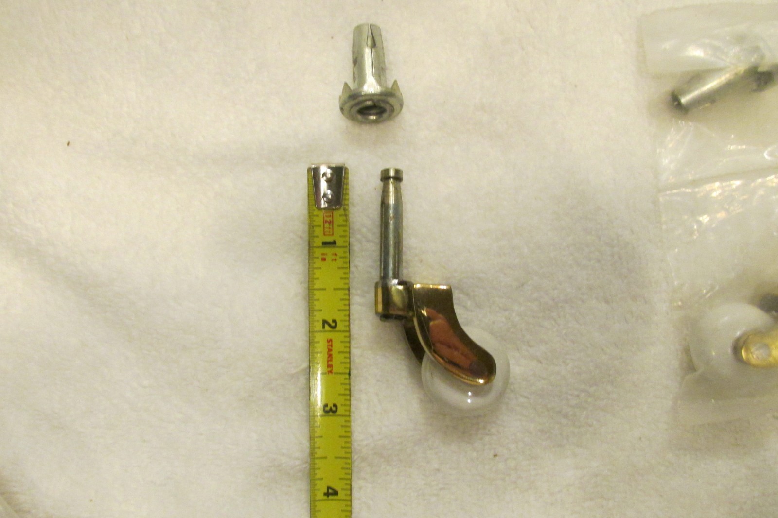 Set of 4 NOS 1" wide Porcelain Casters Solid Brass Swivel Forks Victorian Style