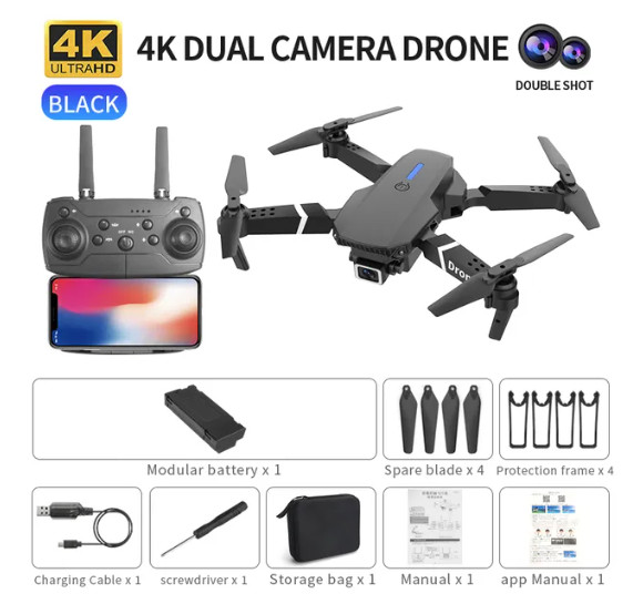 Professional Drone E88 4k wide-angle HD camera Foldable RC Quadrotor