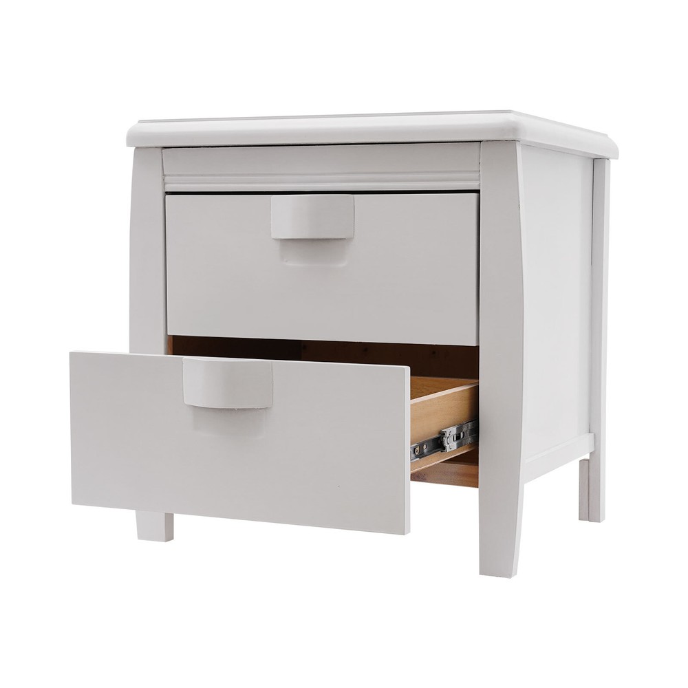 Assembly Free Solid Wood Nightstand White Bedside Table