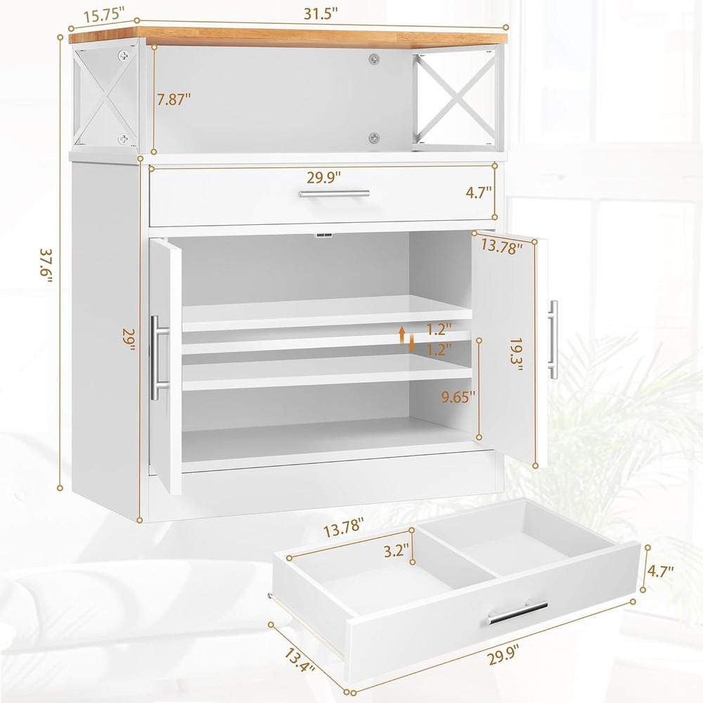 Kitchen Buffet Cabinet W/ Adjustable Shelf Modern Kitchen Storage Bar Cabinet