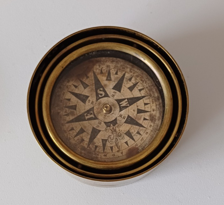 19th century brass floating dial compass