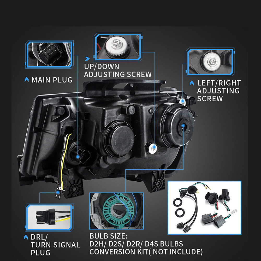 For 2014 2015 Chevy Camaro Upgrade 6th Gen Style Headlights Projector LED DRL'S