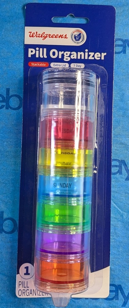 Walgreens Pill Organizer Stackable 7-Day Extra Lid New