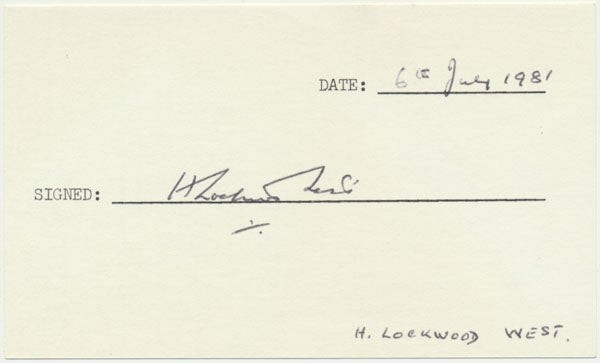 Lockwood WEST / Signature Signed