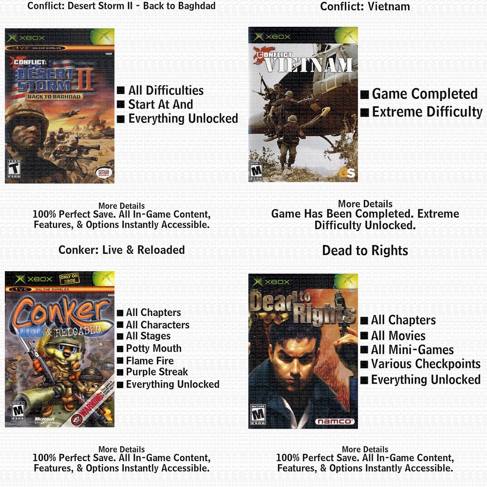 Dead to Rights XBOX USB Save 100% Unlocked