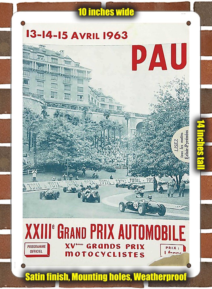 Metal Sign - 1963 Pau Racing Program - 10x14 inches