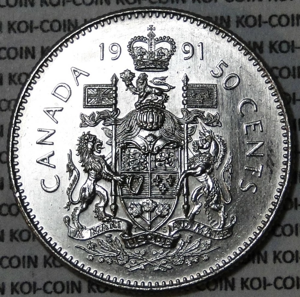 BU UNC Canada 1991 50 cent 50c half dollar coin from mint roll